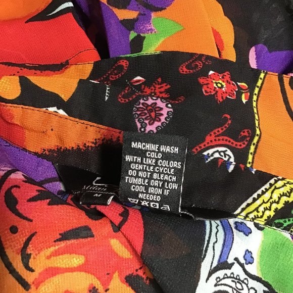 Bright Colored Floral Button Front Top, size M - Picture 8 of 8